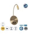 GLOBOSTAR® GOOSE 61697 Μοντέρνο Φωτιστικό Τοίχου - Απλίκα Ξενοδοχείου Reading Light με Φορτιστή USB 3A LED 6W 600lm 36° & 360° AC 220-240V IP20 Θερμό Λευκό 2700K - CREE XPE & Lumileds SMD Chip - Χρυσό Βούρτσας - Μ15.5 x Π15 x Υ30.5cm - 3 Χρόνια Εγγύηση